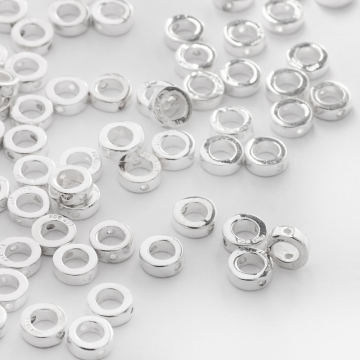 Srebrny koralik kółko wycięte gładkie AG925 6mm