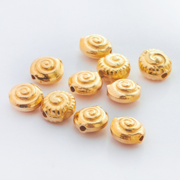 Srebrny koralki ślimak AG925 pozłacany 8mm