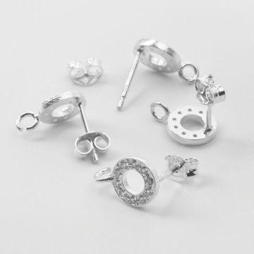 Srebrne sztyfty koła z cyrkoniami AG925 8mm