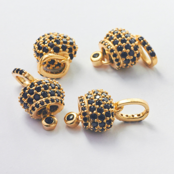 Srebrna zawieszka dzwoneczek z czarnymi cyrkoniami AG925 20mm