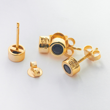 Srebrne kolczyki z czarną cyrkonią AG925 5,5mm