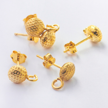 Srebrne sztyfty poduszki z podweszeniem AG925 pozłacane 7mm