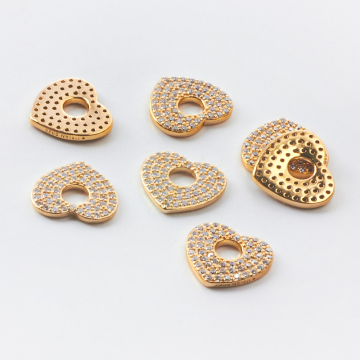 Srebrna zawieszka serce z cyrkoniami AG925 pozłacane 11mm