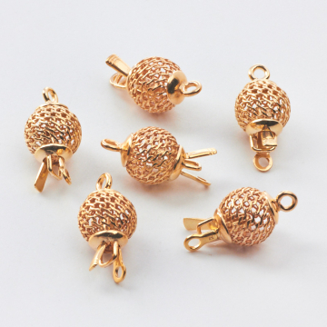 Srebrne zapięcie szufladkowe kulka ażurowa AG925 pozłacane 28mm