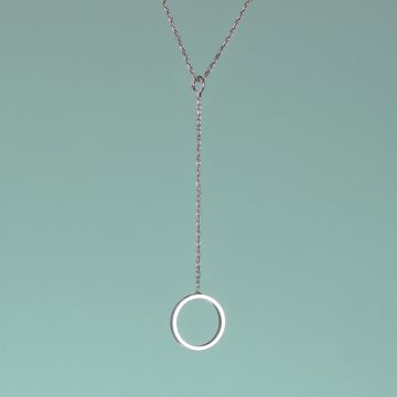 Naszyjnik rodowany z kółkiem na łańcuszku AG925 43 cm