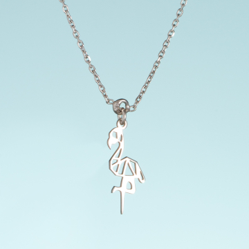 Srebrny rodowany naszyjnik origami Furamingo AG925 44cm