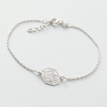 Srebrna rodowana bransoletka origami Kotai AG925 20cm