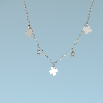 Srebrny, rodowany naszyjnik z koniczynkami AG925 34-38cm