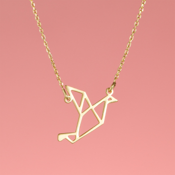 Srebrny pozłacany naszyjnik origami Hato AG925 44cm