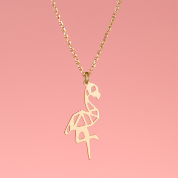 Srebrny pozłacany naszyjnik origami Furamingo AG925 44cm