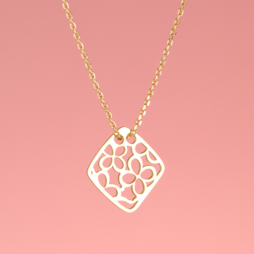 Srebrny pozłacany naszyjnik origami Hiroba ni hana AG925 44cm