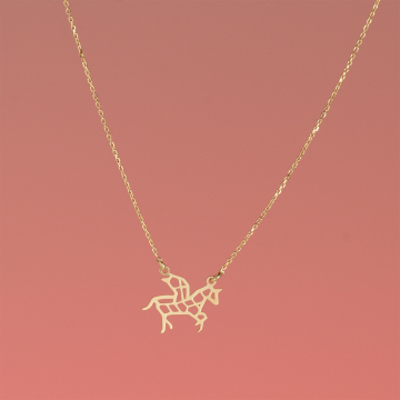 Srebrny, pozłacany naszyjnik pegaz,  AG925 44-46cm