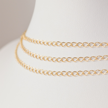 Srebrny, pozłacany łańcuszek romb AG925 2.5mm