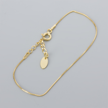 Srebrna bransoletka kosteczka gotowa z przedłużką AG925 pozłacana 18cm