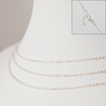 Srebrny łańcuszek z przedłużką rollo płaskie kółka AG925 44cm