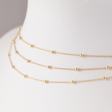 Srebrny, pozłacany łańcuszek z kulkami simple AG925 2.5mm