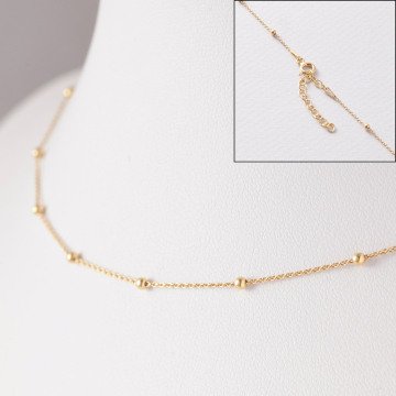 Srebrny łańcuszek simple z kuleczkami z przedłużką AG925 pozłacany 44cm