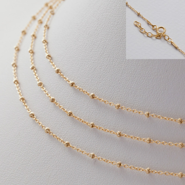 Łańcuszek ozdobny z oponkami diamentowanymi pozłacany AG925 75cm