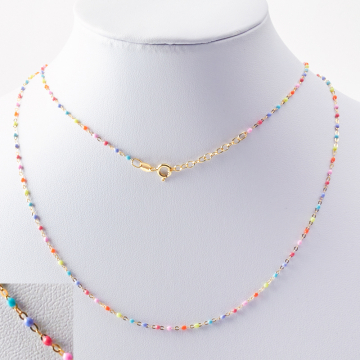 Łańcuszek forza z emalią multikolor AG925 pozłacany 45cm