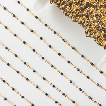 Łańcuszek forza z czarną emalią AG925 2mm