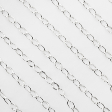 Srebrny łańcuszek owale nacinane AG925 8x5mm