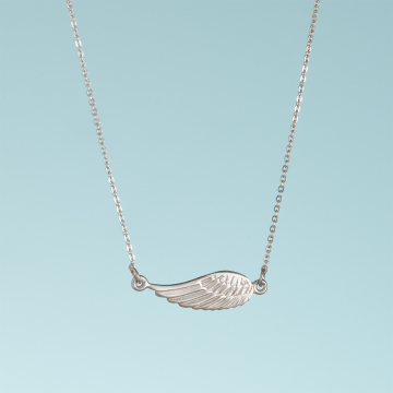 Srebrny rodowany naszyjnik ze skrzydłem anioła,  AG925 45cm
