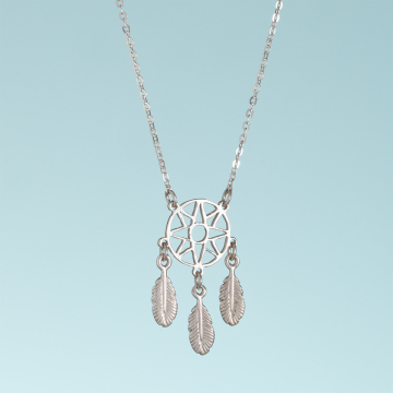 Srebrny rodowany naszyjnik łapacz snów,  AG925 44cm