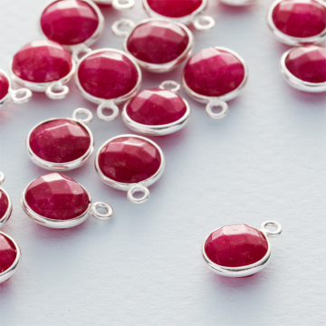 Rubin krążek fasetowany zawieszka w okuciu AG925 8,5mm