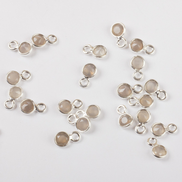 Kwarc różowy krążek fasetowany zawieszka w okuciu AG925 4mm