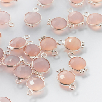 Srebrna zawieszka różowy chalcedon w okuciu AG925 5mm