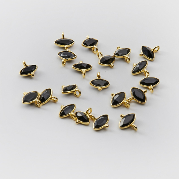 Srebrna zawieszka onyks w srebrnym okuciu AG925 pozłacana 7,5mm