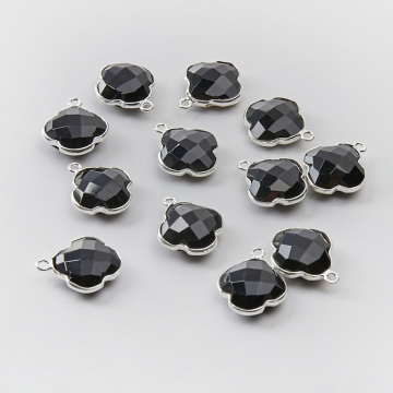 Srebrna zawieszka onyks koniczyna marokańska w srebrnym okuciu AG925 12,5mm