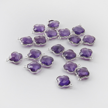 Srebrna zawieszka ametyst koniczyna marokańska w srebrnym okuciu AG925 12,5mm