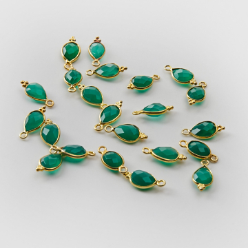 Srebrna zawieszka zielony onyks w srebrnym okuciu AG925 pozłacana 9mm