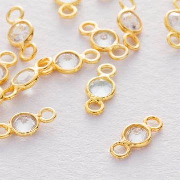 Cyrkonia biała fasetowana łącznik w okuciu pozłacanym AG925 3,5mm