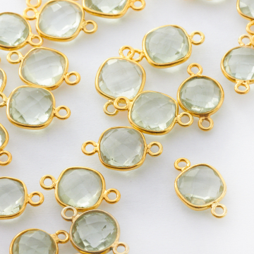 Łącznik topaz fasetowany w okuciu pozłacanym AG925 8mm