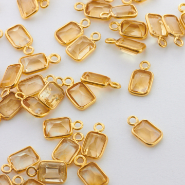 Zawieszka cytryn fasetowany w okuciu pozłacanym AG925 7x5mm