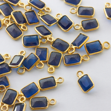 Zawieszka szafir fasetowany w okuciu pozłacanym AG925 7x5mm