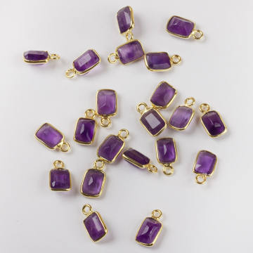 Zawieszka ametyst fasetowany w okuciu pozłacanym AG925 6,5x5mm