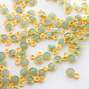 Chalcedon zielony fasetowany w okuciu zawieszka AG925 4mm