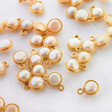 Perła naturalna krążek w okuciu AG925 6mm