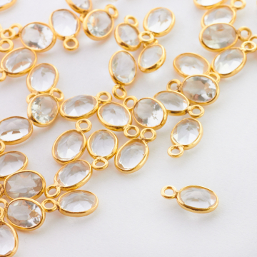 Kryształ górski owal fasetowany w okuciu zawieszka AG925 7mm