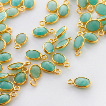 Amazonit owal fasetowany w okuciu zawieszka AG925 6mm