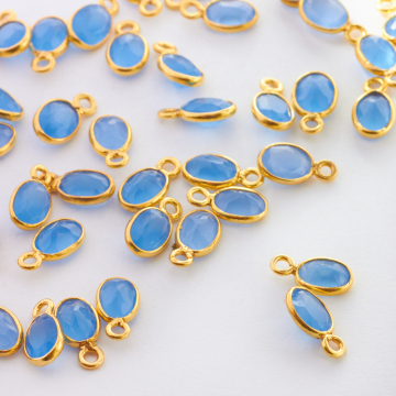 Chalcedon owal fasetowany w okuciu zawieszka AG925 7mm