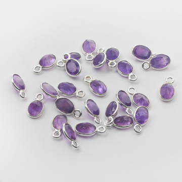 Ametyst owal fasetowany zawieszka w okuciu AG925 4,5x6mm