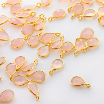 Chalcedon różowy łezka fasetowana w okuciu zawieszka AG925 6mm