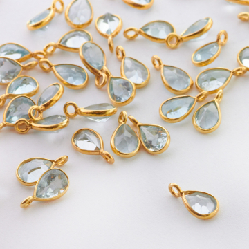 Topaz błękitny łezka fasetowana w okuciu zawieszka AG925 7mm