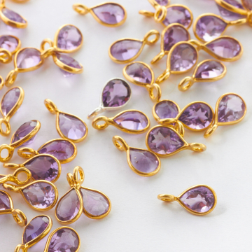 Ametyst łezka fasetowana w okuciu zawieszka AG925 7mm