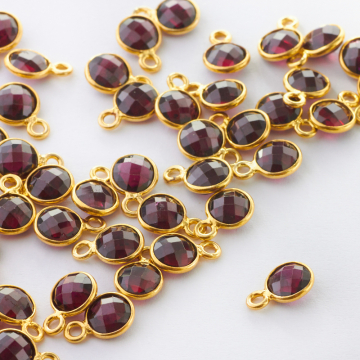 Granat krążek fasetowany w okuciu zawieszka AG925 6mm