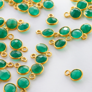 Onyks zielony krążek fasetowany w okuciu zawieszka AG925 6mm